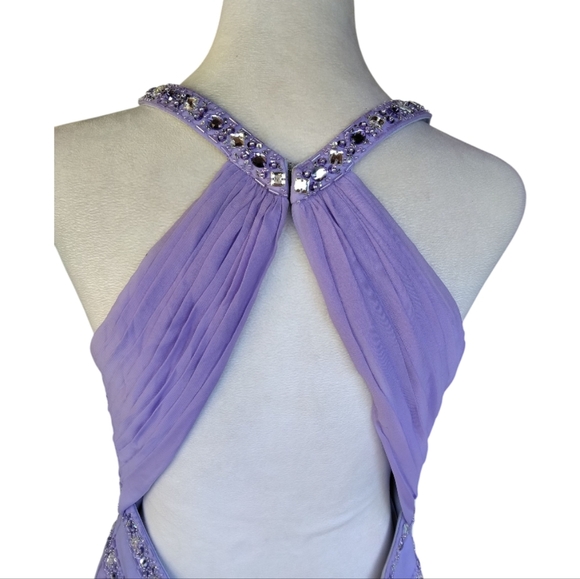 Cache Beautiful Purple Floor Length Rhinestoned Prom / Pageant Dress Size 12 - Picture 8 of 9